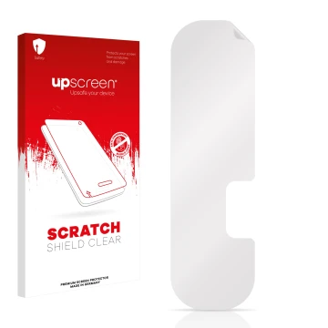 Face avant d’un emballage produit avec le logo de la marque upscreen. À côté se trouve la protection d’écran correspondante.