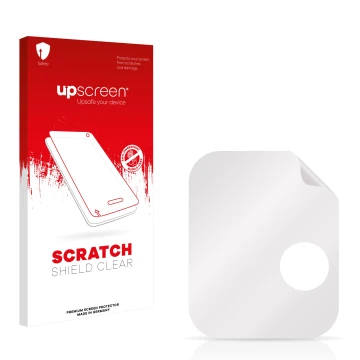 Face avant d’un emballage produit avec le logo de la marque upscreen. À côté se trouve la protection d’écran correspondante.