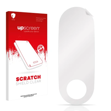 Face avant d’un emballage produit avec le logo de la marque upscreen. À côté se trouve la protection d’écran correspondante.