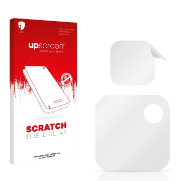 Face avant d’un emballage produit avec le logo de la marque upscreen. À côté se trouve la protection d’écran correspondante.