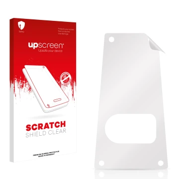 Face avant d’un emballage produit avec le logo de la marque upscreen. À côté se trouve la protection d’écran correspondante.