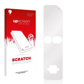Face avant d’un emballage produit avec le logo de la marque upscreen. À côté se trouve la protection d’écran correspondante.
