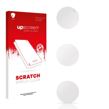 Face avant d’un emballage produit avec le logo de la marque upscreen. À côté se trouve la protection d’écran correspondante.