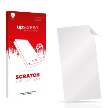 Face avant d’un emballage produit avec le logo de la marque upscreen. À côté se trouve la protection d’écran correspondante.