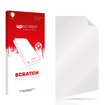 Face avant d’un emballage produit avec le logo de la marque upscreen. À côté se trouve la protection d’écran correspondante.
