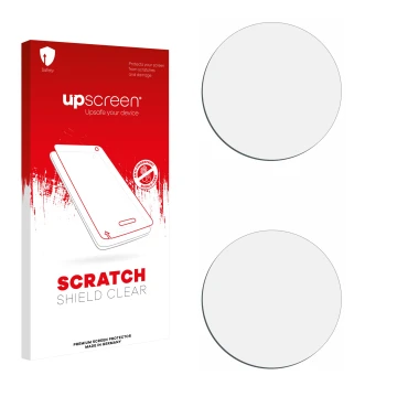 Face avant d’un emballage produit avec le logo de la marque upscreen. À côté se trouve la protection d’écran correspondante.