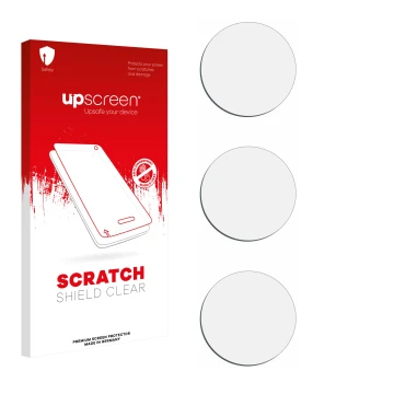 Face avant d’un emballage produit avec le logo de la marque upscreen. À côté se trouve la protection d’écran correspondante.