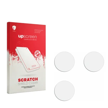 Face avant d’un emballage produit avec le logo de la marque upscreen. À côté se trouve la protection d’écran correspondante.
