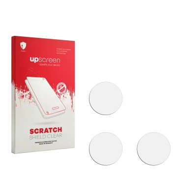 Face avant d’un emballage produit avec le logo de la marque upscreen. À côté se trouve la protection d’écran correspondante.