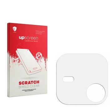 Face avant d’un emballage produit avec le logo de la marque upscreen. À côté se trouve la protection d’écran correspondante.