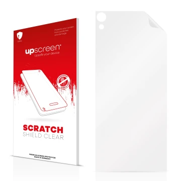 Face avant d’un emballage produit avec le logo de la marque upscreen. À côté se trouve la protection d’écran correspondante.