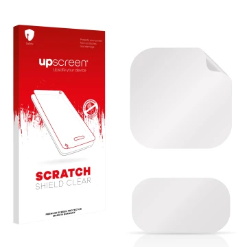 Face avant d’un emballage produit avec le logo de la marque upscreen. À côté se trouve la protection d’écran correspondante.