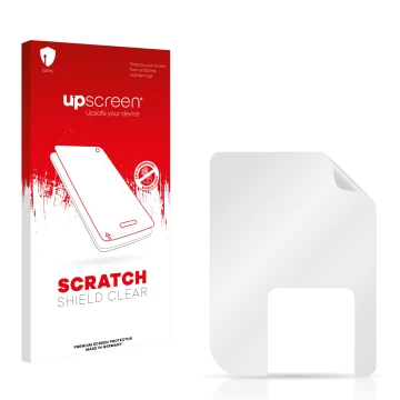 Face avant d’un emballage produit avec le logo de la marque upscreen. À côté se trouve la protection d’écran correspondante.