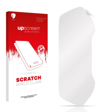Face avant d’un emballage produit avec le logo de la marque upscreen. À côté se trouve la protection d’écran correspondante.