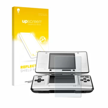 Face avant d’un emballage produit avec le logo de la marque upscreen. À côté, l’appareil Nintendo DS est représenté avec la pr