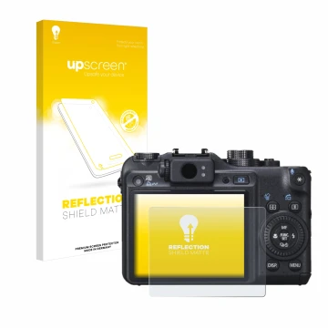 Face avant d’un emballage produit avec le logo de la marque upscreen. À côté, l’appareil Canon PowerShot G10 est représenté av