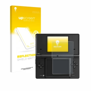 Face avant d’un emballage produit avec le logo de la marque upscreen. À côté, l’appareil Nintendo DSi est représenté avec la p