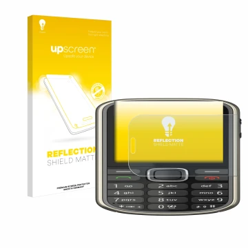 Face avant d’un emballage produit avec le logo de la marque upscreen. À côté, l’appareil Nokia 3720 classic est représenté ave