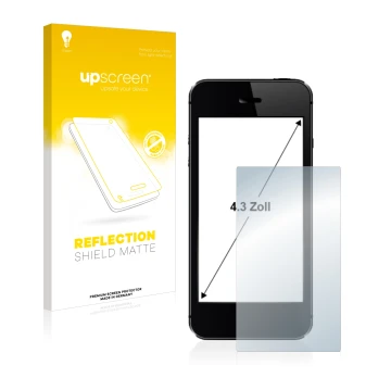 Face avant d’un emballage produit avec le logo de la marque upscreen. À côté, l’appareil est représenté avec la protection d’é