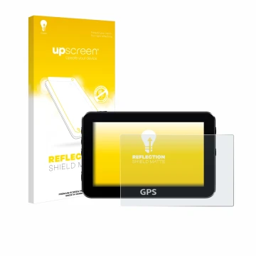 Face avant d’un emballage produit avec le logo de la marque upscreen. À côté, l’appareil est représenté avec la protection d’é