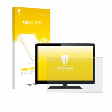 Face avant d’un emballage produit avec le logo de la marque upscreen. À côté, l’appareil est représenté avec la protection d’é