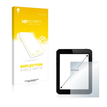 Face avant d’un emballage produit avec le logo de la marque upscreen. À côté, l’appareil est représenté avec la protection d’é