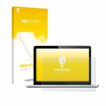 Face avant d’un emballage produit avec le logo de la marque upscreen. À côté, l’appareil est représenté avec la protection d’é