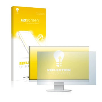 Face avant d’un emballage produit avec le logo de la marque upscreen. À côté, l’appareil est représenté avec la protection d’é