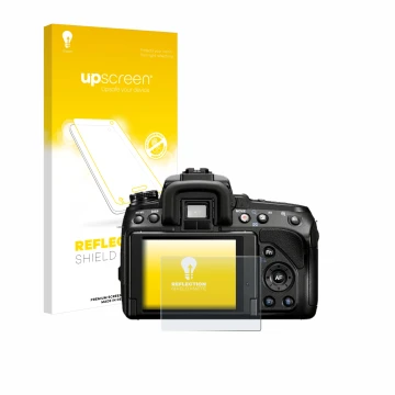 Face avant d’un emballage produit avec le logo de la marque upscreen. À côté, l’appareil Sony Alpha 580 (DSLR-A580) est représ