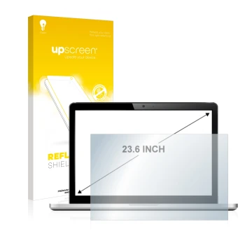 Face avant d’un emballage produit avec le logo de la marque upscreen. À côté, l’appareil est représenté avec la protection d’é