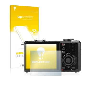 Face avant d’un emballage produit avec le logo de la marque upscreen. À côté, l’appareil Sigma DP2 Merrill est représenté avec