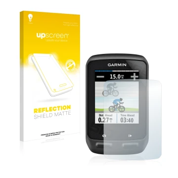 Face avant d’un emballage produit avec le logo de la marque upscreen. À côté, l’appareil Garmin Edge 510 est représenté avec l