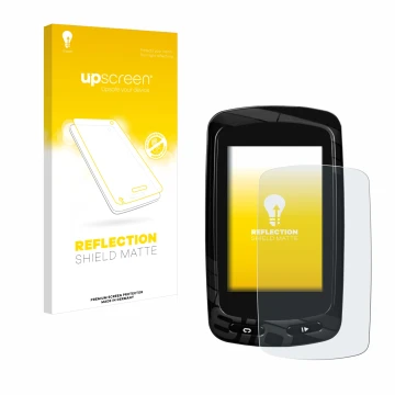 Face avant d’un emballage produit avec le logo de la marque upscreen. À côté, l’appareil Garmin Edge 810 est représenté avec l