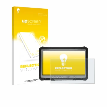 Face avant d’un emballage produit avec le logo de la marque upscreen. À côté, l’appareil Panasonic Toughbook CF-D1 est représe