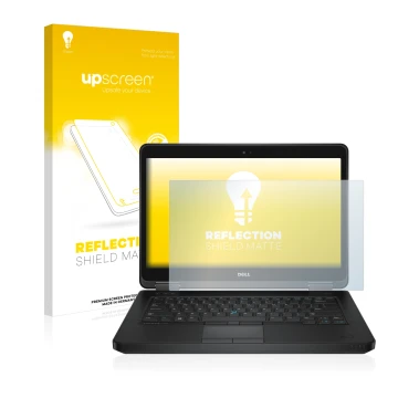 Face avant d’un emballage produit avec le logo de la marque upscreen. À côté, l’appareil Dell Latitude 14 E5440 Non-Touch est 