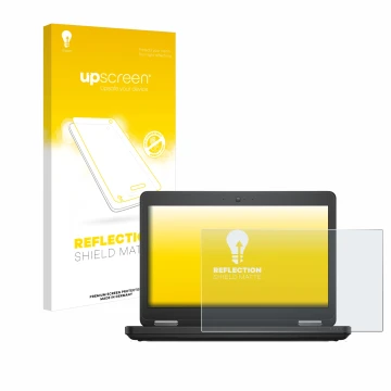 Face avant d’un emballage produit avec le logo de la marque upscreen. À côté, l’appareil Dell Latitude 15 E5540 Non-Touch est 