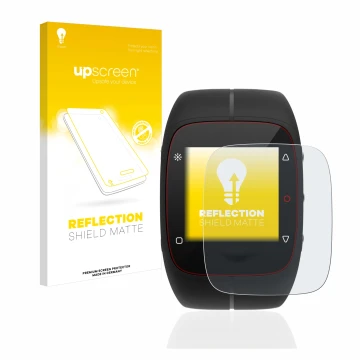 Face avant d’un emballage produit avec le logo de la marque upscreen. À côté, l’appareil Polar M400 est représenté avec la pro