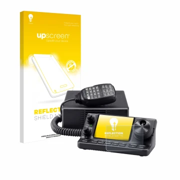 Face avant d’un emballage produit avec le logo de la marque upscreen. À côté, l’appareil Icom IC-7100 est représenté avec la p