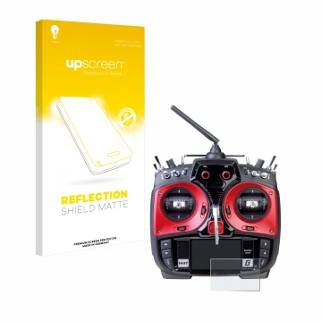 Face avant d’un emballage produit avec le logo de la marque upscreen. À côté, l’appareil Graupner MZ-24 est représenté avec la