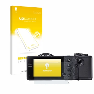 Face avant d’un emballage produit avec le logo de la marque upscreen. À côté, l’appareil Sigma dp2 Quattro est représenté avec