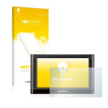 Face avant d’un emballage produit avec le logo de la marque upscreen. À côté, l’appareil Garmin nüvi 55LT est représenté avec 