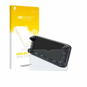 Face avant d’un emballage produit avec le logo de la marque upscreen. À côté, l’appareil Icom ID-5100 est représenté avec la p