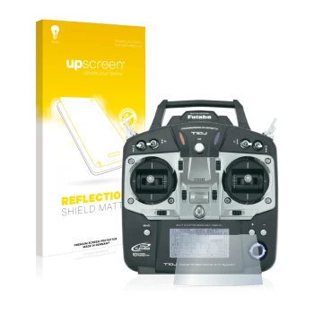 Face avant d’un emballage produit avec le logo de la marque upscreen. À côté, l’appareil Robbe Futaba T10J est représenté avec