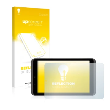 Face avant d’un emballage produit avec le logo de la marque upscreen. À côté, l’appareil Tesco hudl2 est représenté avec la pr