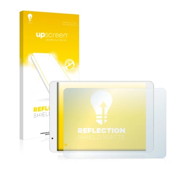 Face avant d’un emballage produit avec le logo de la marque upscreen. À côté, l’appareil Teclast X89HD est représenté avec la 