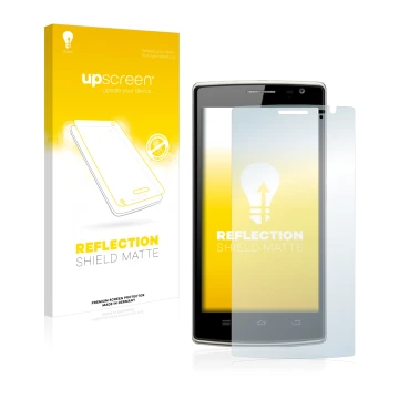 Face avant d’un emballage produit avec le logo de la marque upscreen. À côté, l’appareil THL 5000T est représenté avec la prot