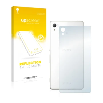 Face avant d’un emballage produit avec le logo de la marque upscreen. À côté, l’appareil Sony Xperia Z4 (Arrière) est représen