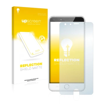 Face avant d’un emballage produit avec le logo de la marque upscreen. À côté, l’appareil Ulefone Be Touch 2 est représenté ave