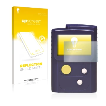 Face avant d’un emballage produit avec le logo de la marque upscreen. À côté, l’appareil Swissphone RES.Q est représenté avec 