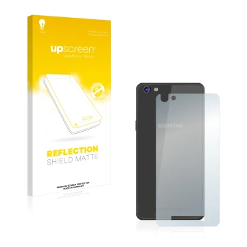 Face avant d’un emballage produit avec le logo de la marque upscreen. À côté, l’appareil Siswoo C50 Longbow (Arrière) est repr